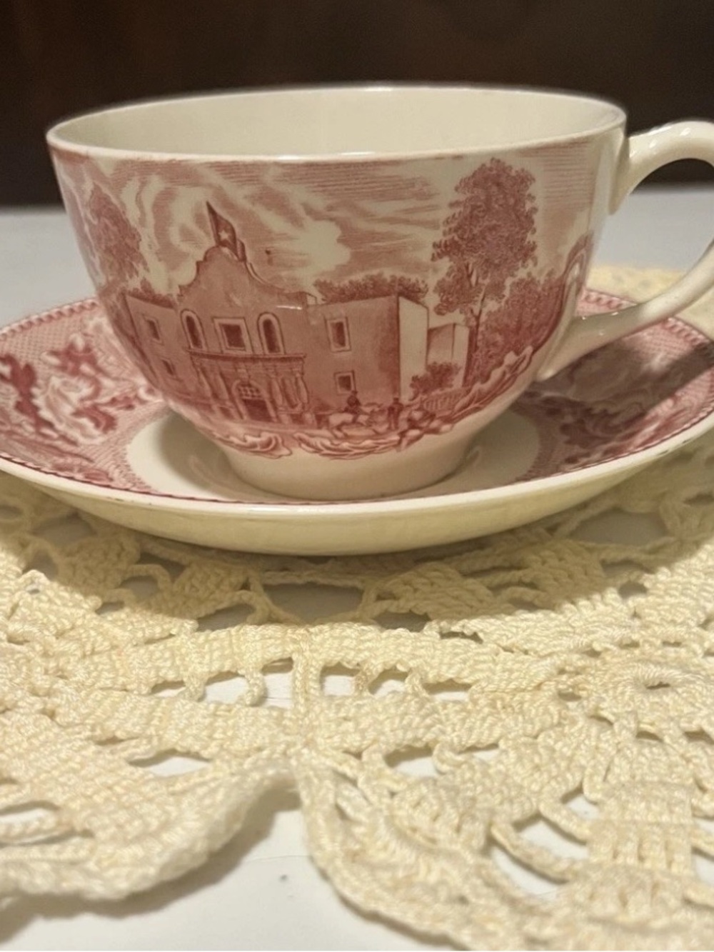 Vintage Johnson Brothers Historic America  teacup,and saucer of the Alamo.